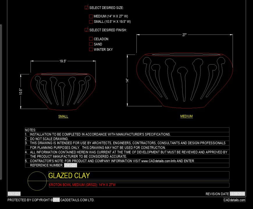 Kroton bowl medium drawing in dwg file.