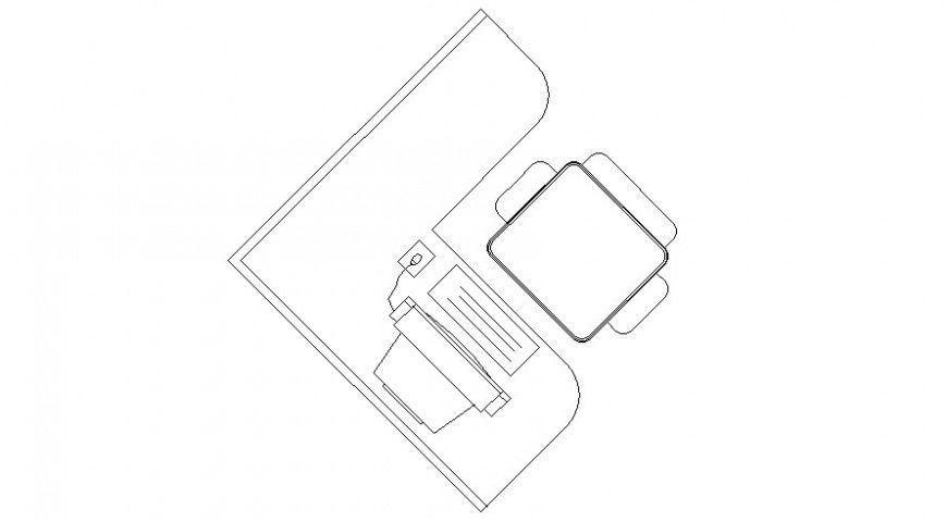 L-shape table desk drawings 2d view autocad software file