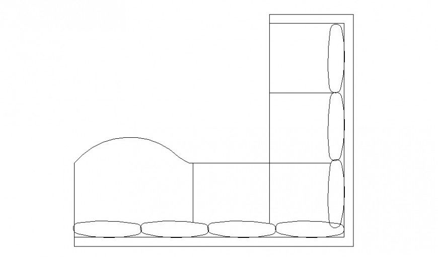 L Shape Big Sofa Set CAD Blocks Top View Elevation DWG file