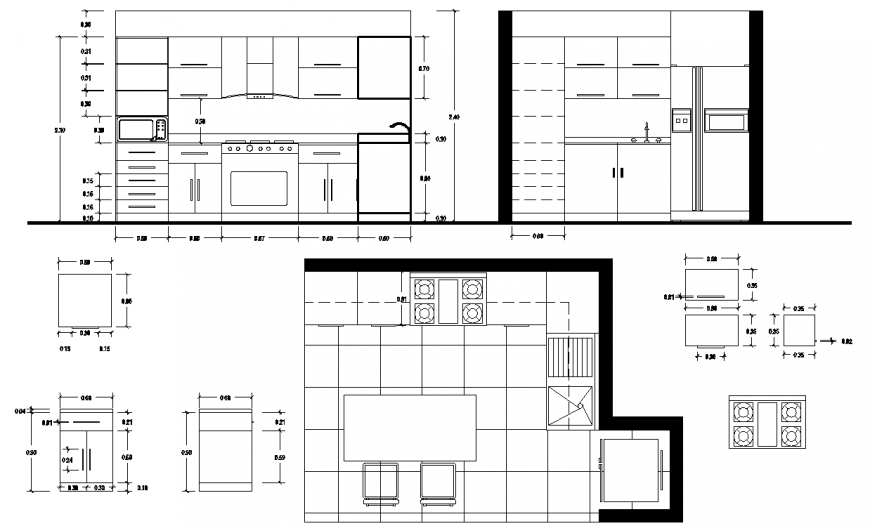 L shape kitchen working drawing in dwg AutoCAD file.