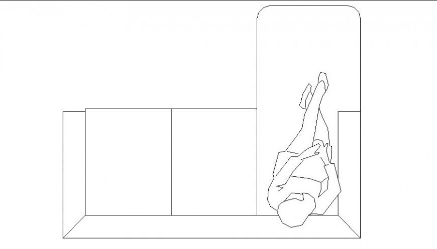 L-Shape Sofa Set Top View and Elevation CAD Blocks DWG file
