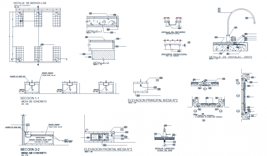 Lab detail drawing in dwg AutoCAD file.