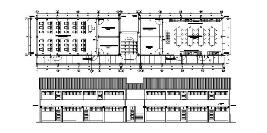 Laboratory with office area plan and elevation in AutoCAD file