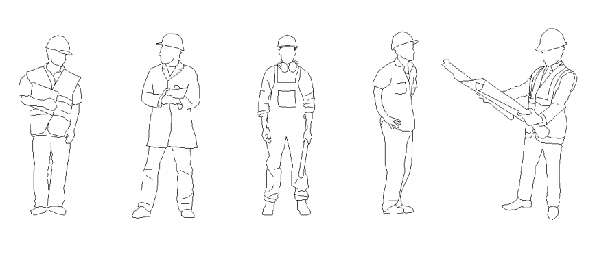 Labors and workers detail elevation 2d view layout file