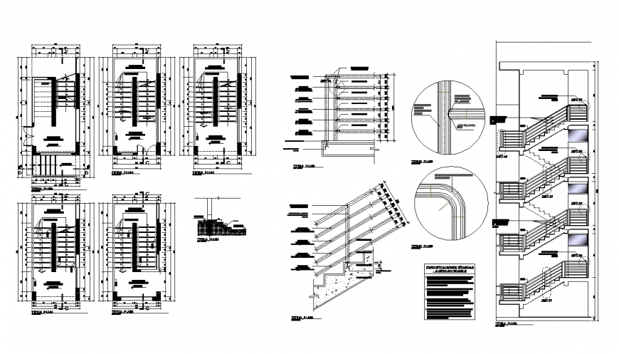 Ladder with concrete plate plan and elevation with detail dwg file