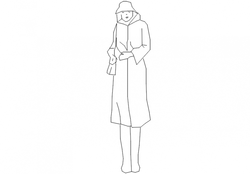 Lady drawings details 2d view CAD blocks autocad software file