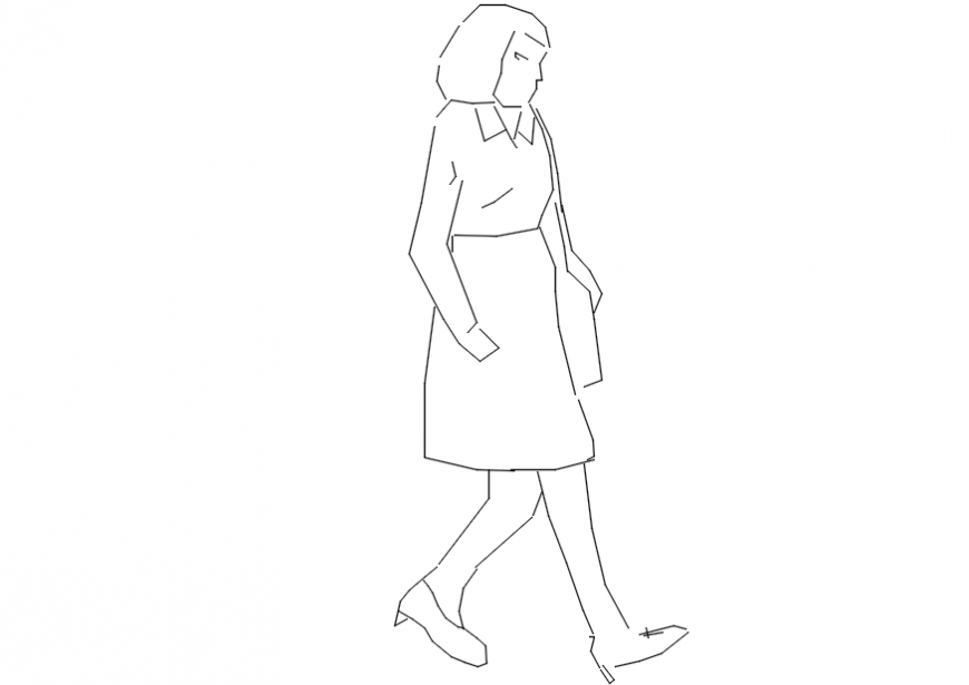 Lady drawings details 2d view of people blocks autocad software file