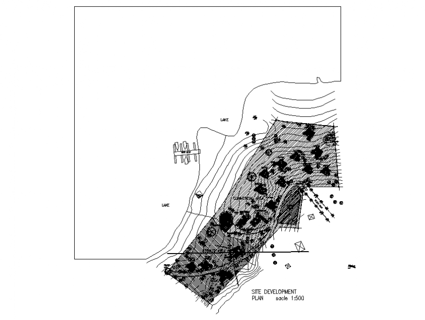Lake resort site development plan cad drawing details dwg file