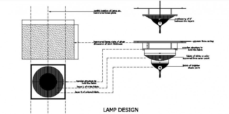 Lamp design drawings 2d view elevation autocad file