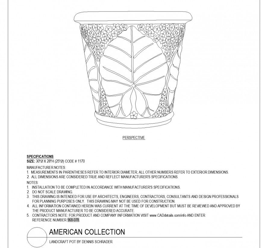 Landcraft pot by dennis Schrader American collection plan layout file