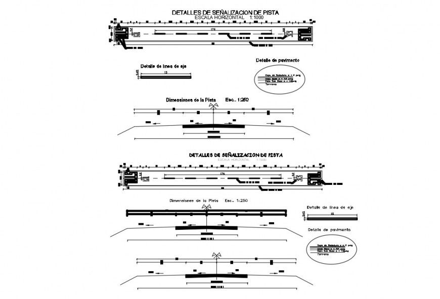 Landing runway structure drawing details of airport dwg file