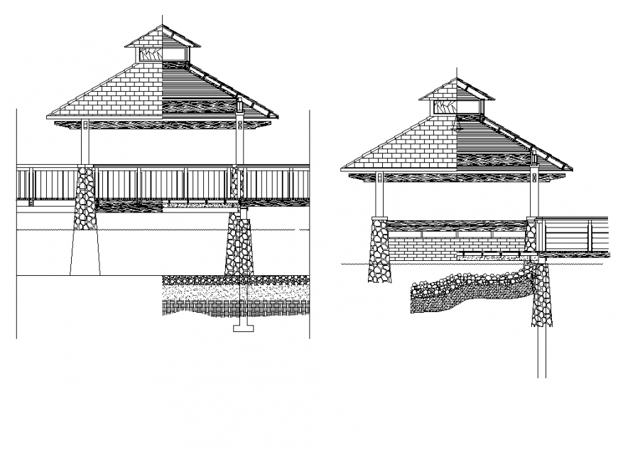 Download Landscape Garden Pavilion CAD Detail Elevation DWG File