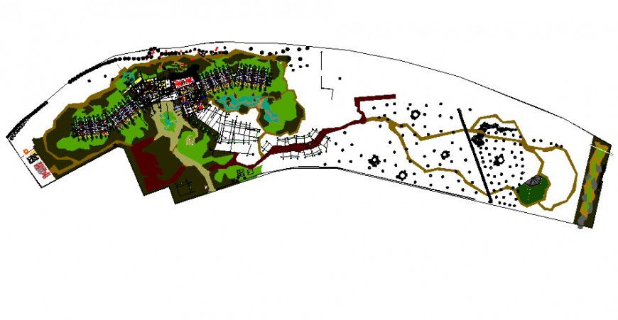 Landscape plan of hotel in auto cad