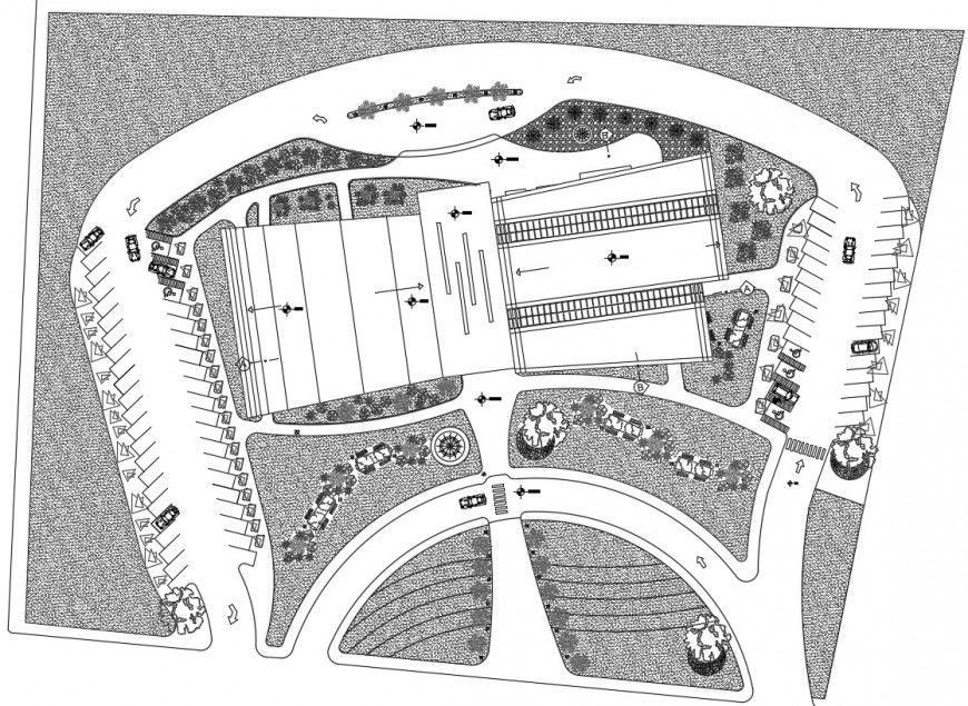 Landscape view 2d plan of a school