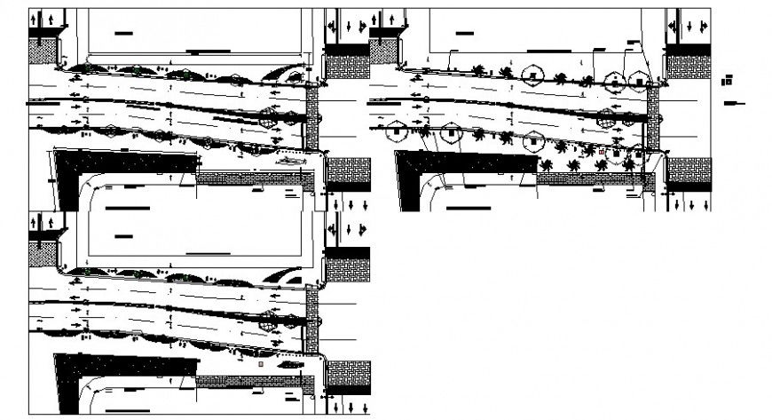 Landscape view of garden area in auto cad