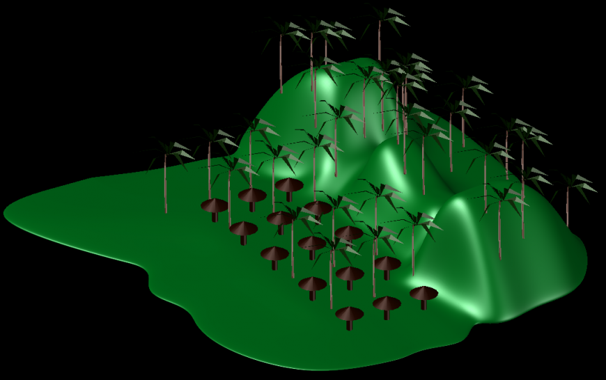 Landscaping 3d model in dwg AutoCAD file.