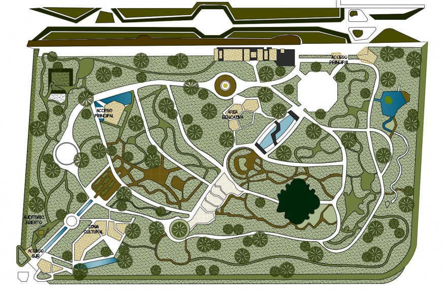 Landscaping and garden detail 2d view layout plan in AutoCAD format