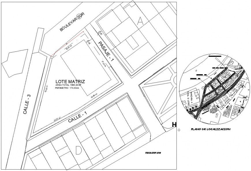 Landscaping area detail drawing in autocad