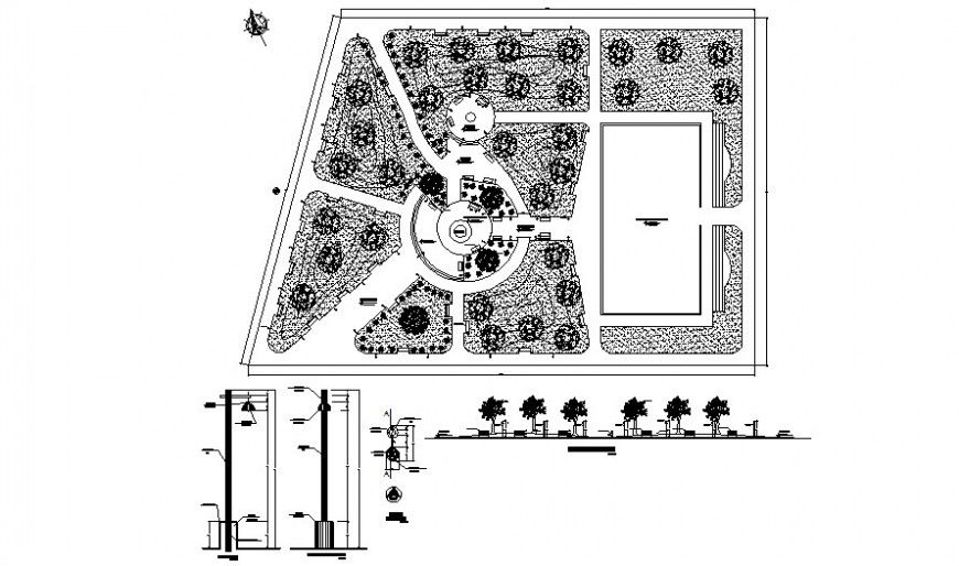 Landscaping area detailing 2d view drawing in autocad software