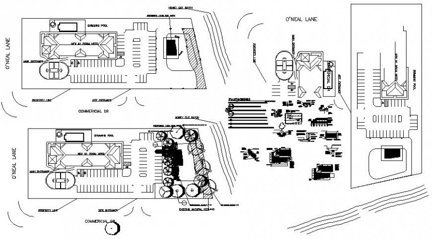 Landscaping area detailing drawings 2d view of a building area AutoCAD file