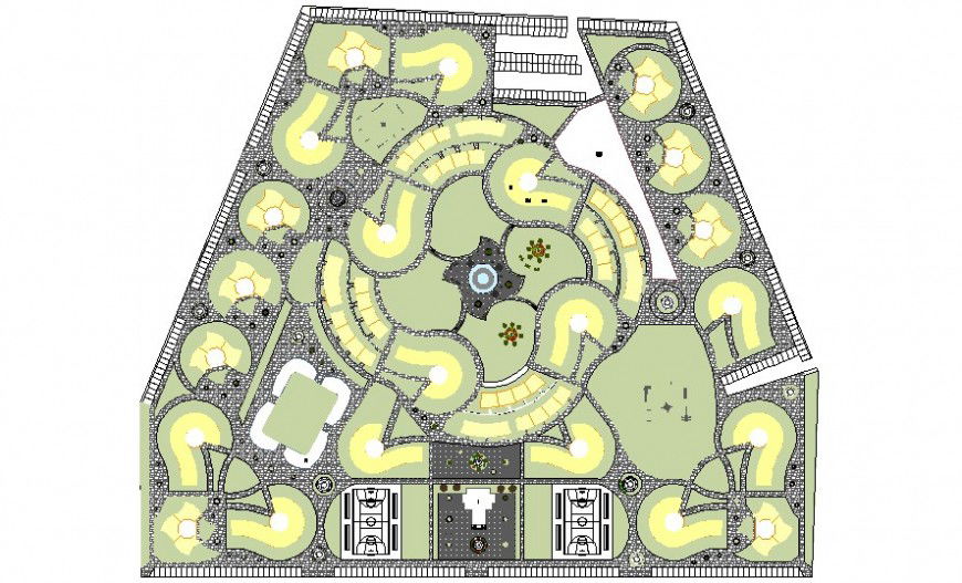 Landscaping blocks area drawing in autocad software