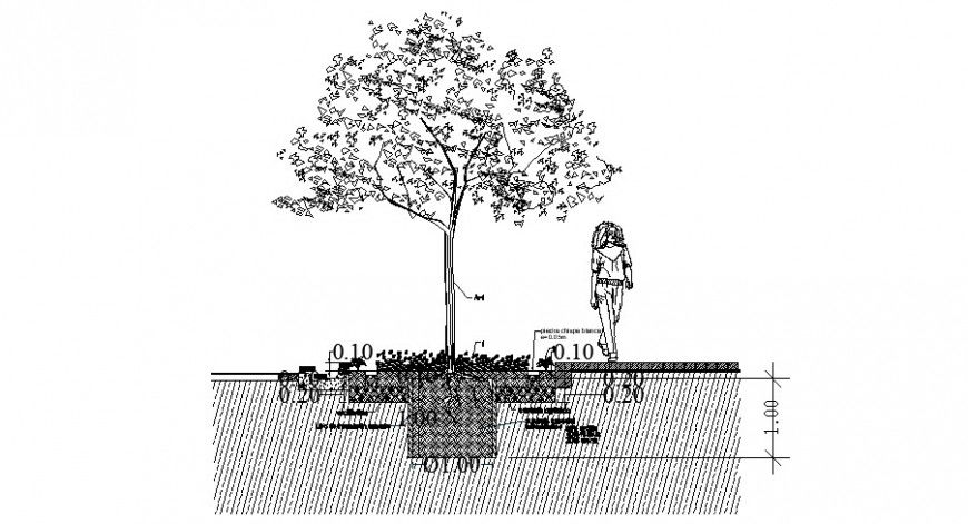 Landscaping blocks detail section autocad drawing