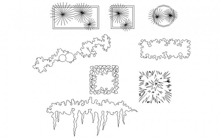 Landscaping blocks details drawings 2d view autocad file