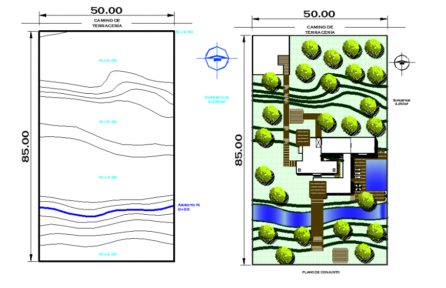 Landscaping commercial plot detail dwg file