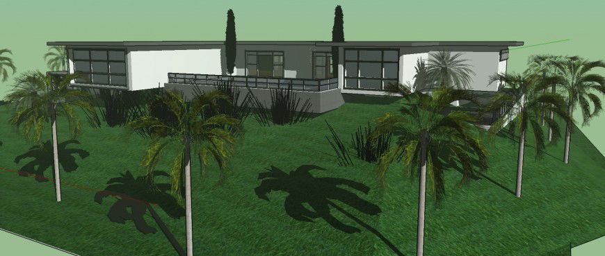 Landscaping design of farm house 3d drawing in skp file.