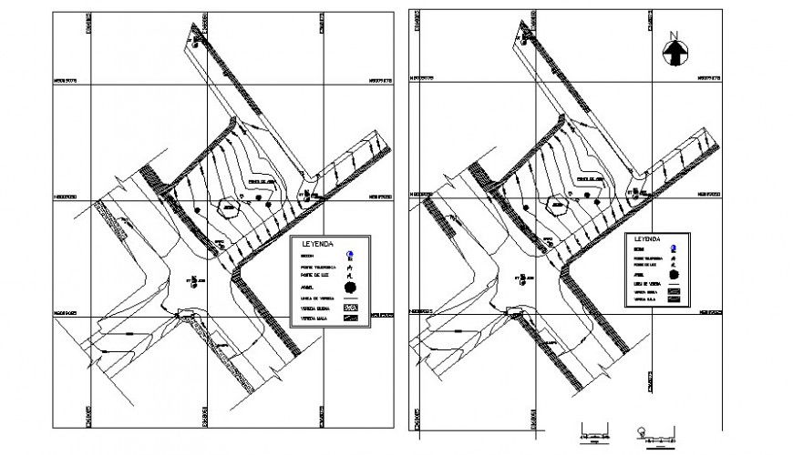 Landscaping detail and contour mapping drawing in autocad