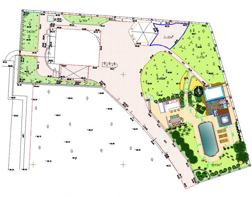 Landscaping detail play ground elevation and plan layout file