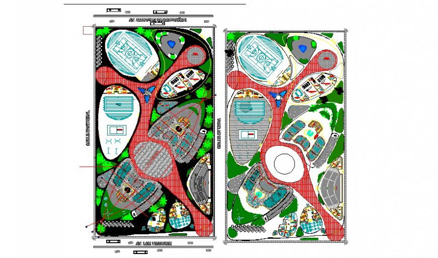 Landscaping detailing of an area 2d view drawings in AutoCAD