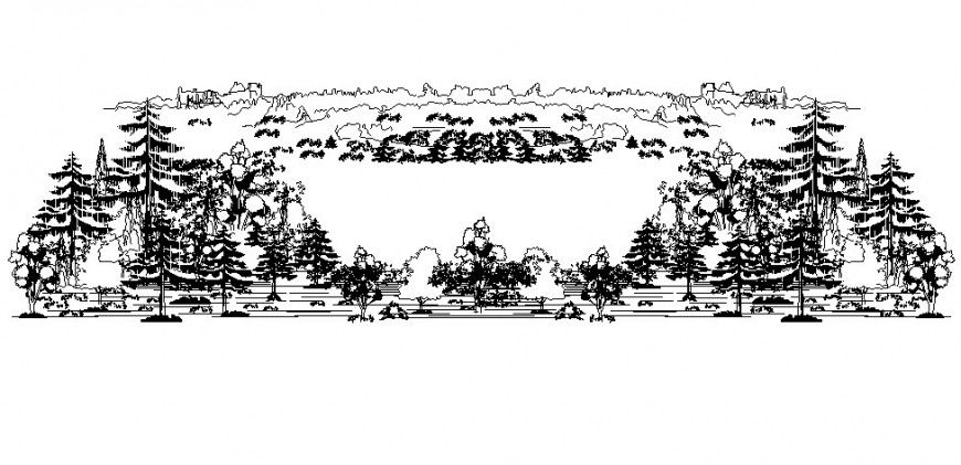 Landscaping forest area drawing details in autocad software