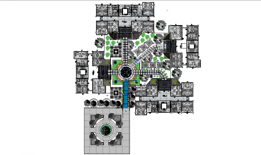 Landscaping layout design drawing of University residence house design drawing