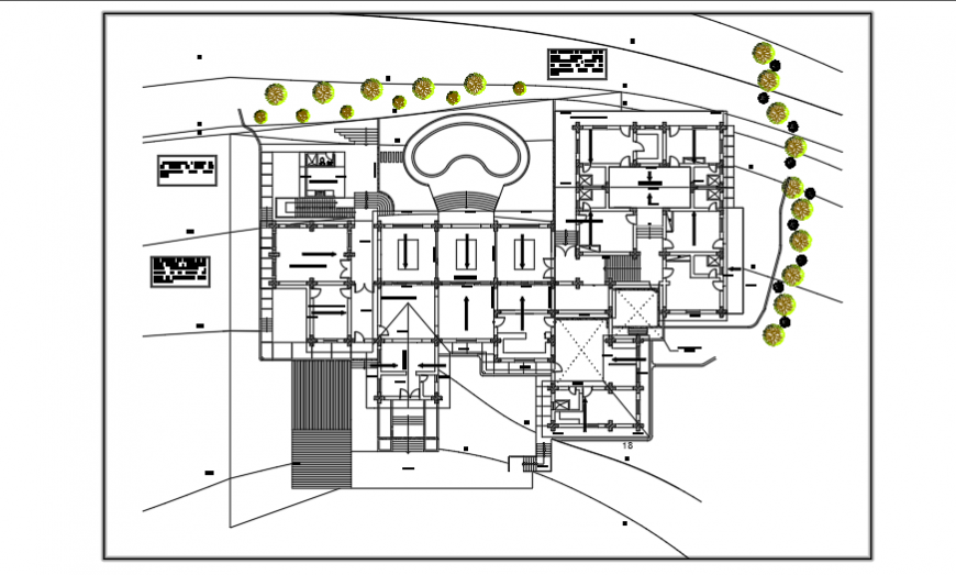Landscaping layout design of country house design drawing