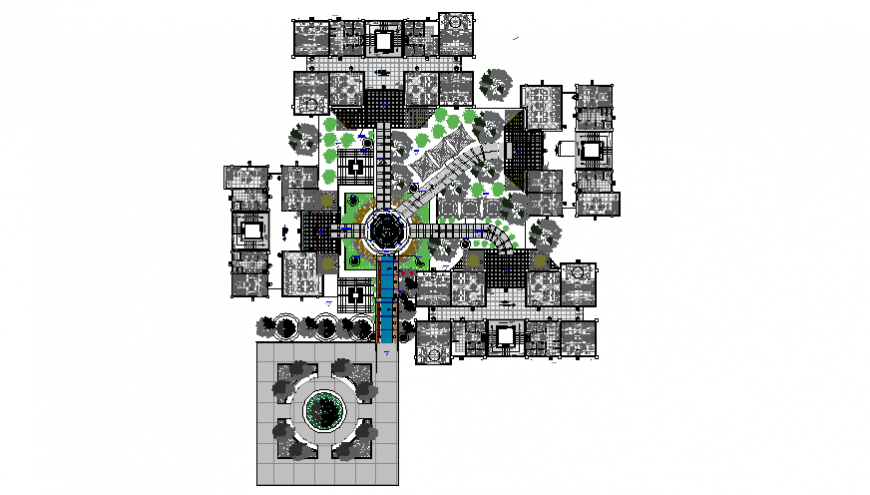 Landscaping layout design of university residency design drawing