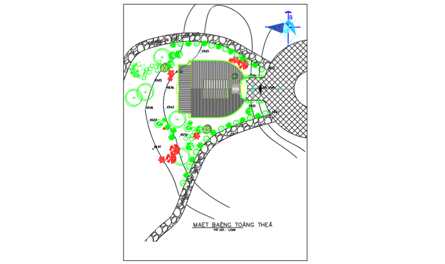 Landscaping layout of community center design drawing