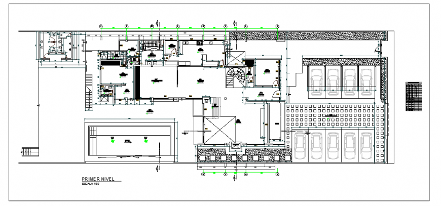 Landscaping layout of modern house project design drawing