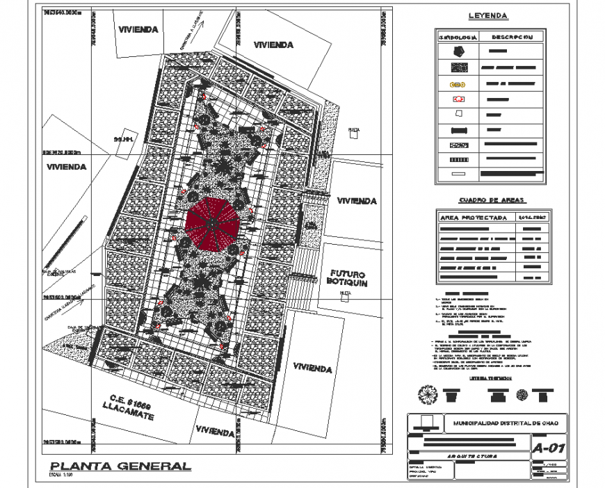 Landscaping layout of park in dwg.