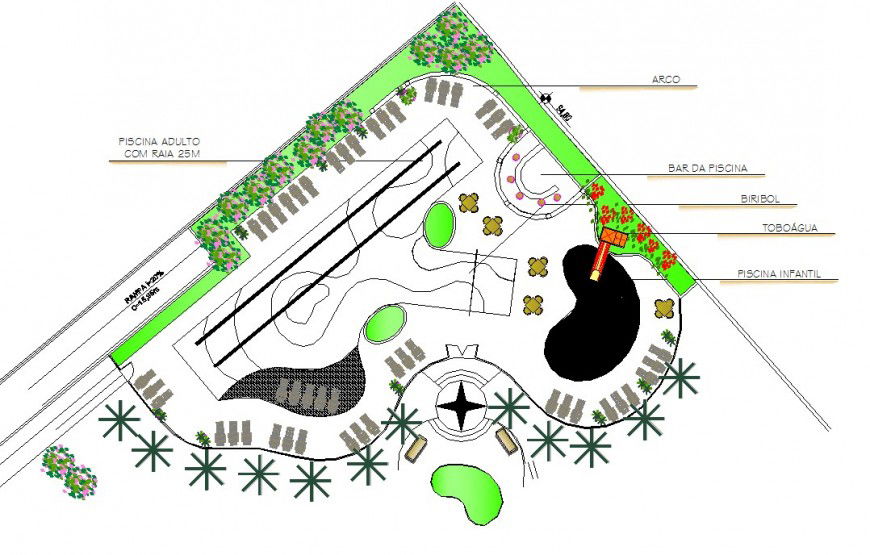 Landscaping layout plan drawing in dwg AutoCAD file.