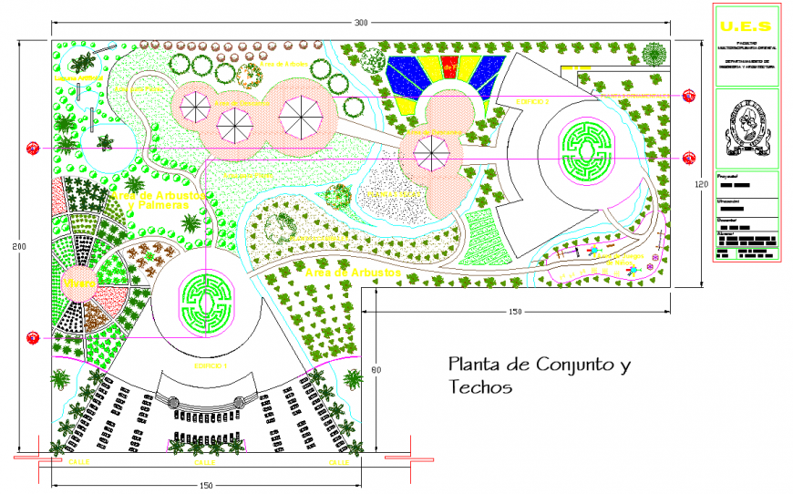 Landscaping layout plan in dwg AutoCAD file.
