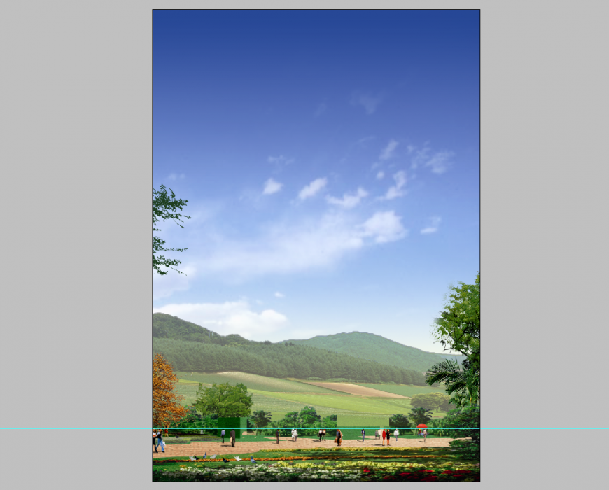 Landscaping mountain detail elevation 3d model PSD file