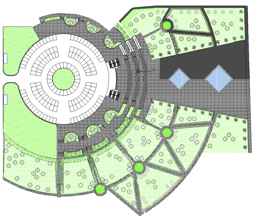Landscaping of play ground detail elevation dwg file