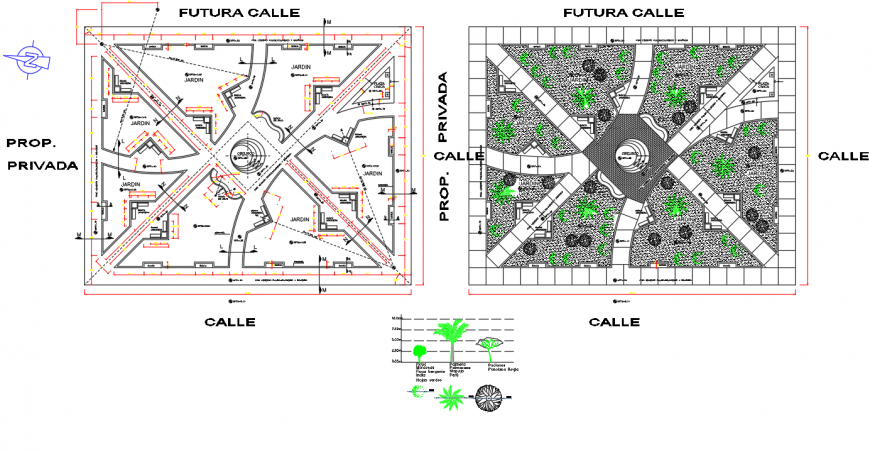 Landscaping park detail 2d view layout plan in autocad format