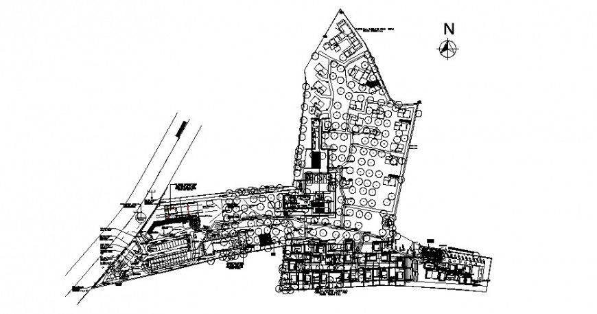 Landscaping planning detail of an area 2d drawing in autocad software