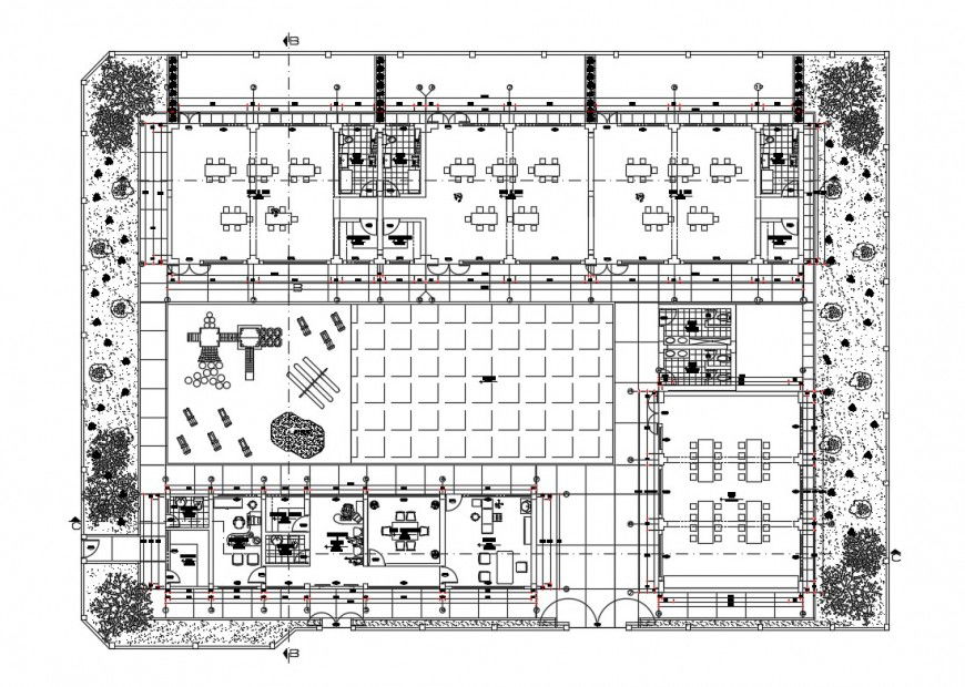 Landscaping structure and plan details of kinder garden dwg file