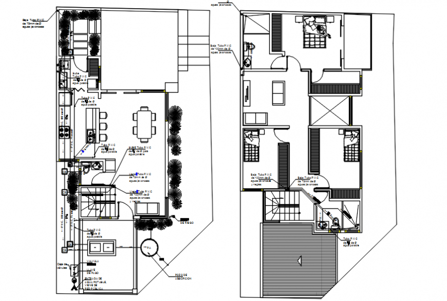 Landscaping top view of house and furniture layout