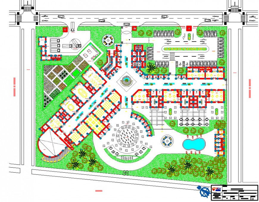 Landscaping top view plan AutoCAD file