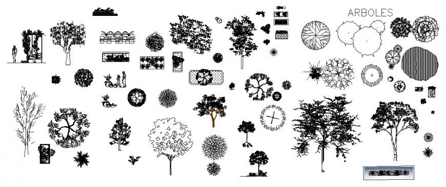 Landscaping trees and plants units 2d drawing in this autocad file