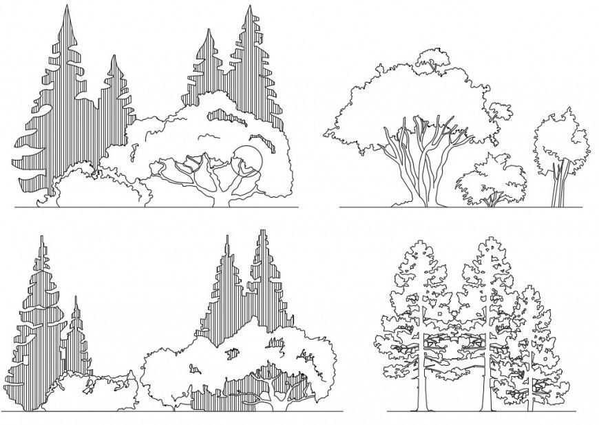 Landscaping units drawings 2d view of trees Autocad file